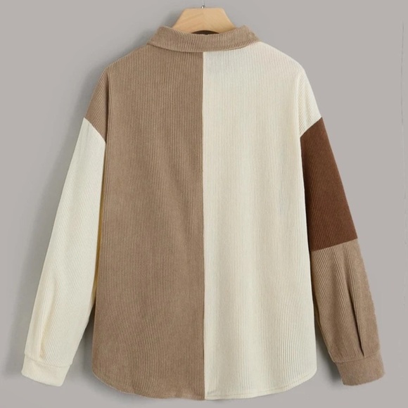 3/$30 NWT Brown Colourblock Shirt Jacket Size Medium - Picture 2 of 4